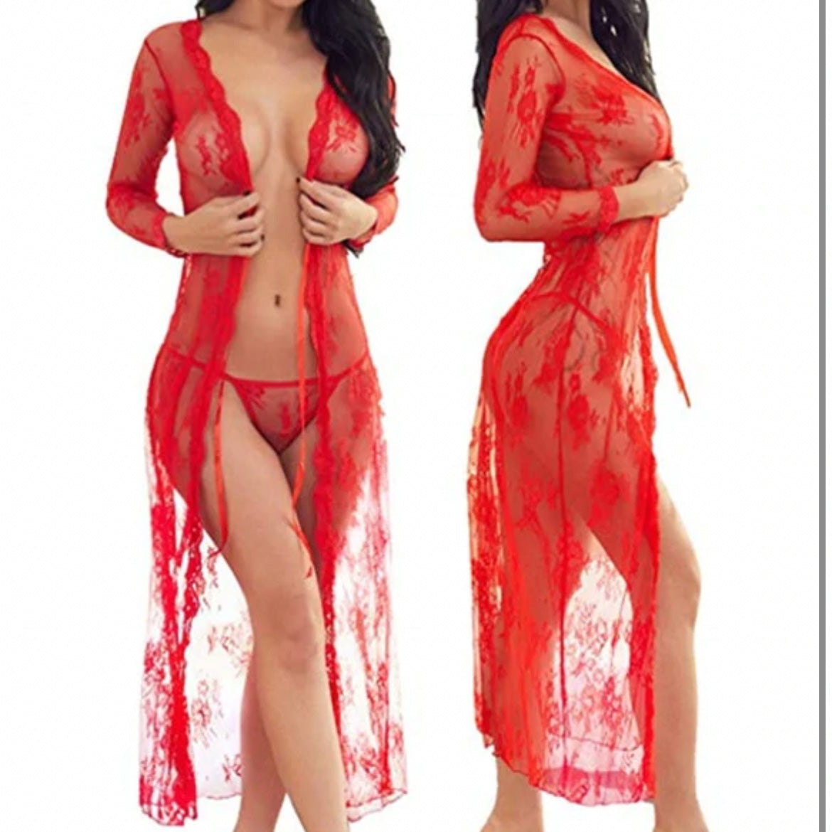 ‘Devika’ Long lace Robe