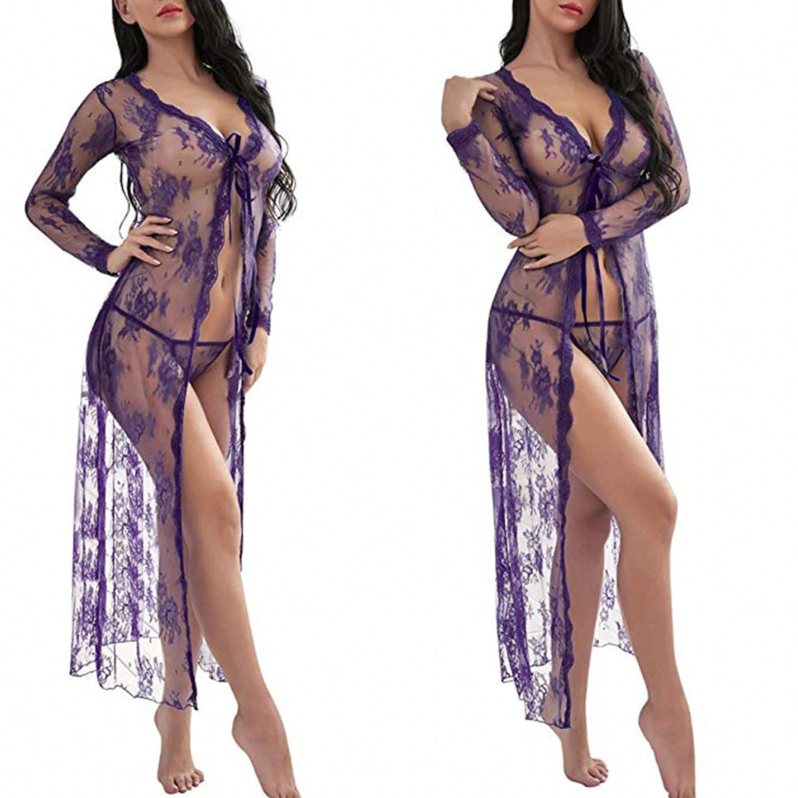 ‘Devika’ Long lace Robe