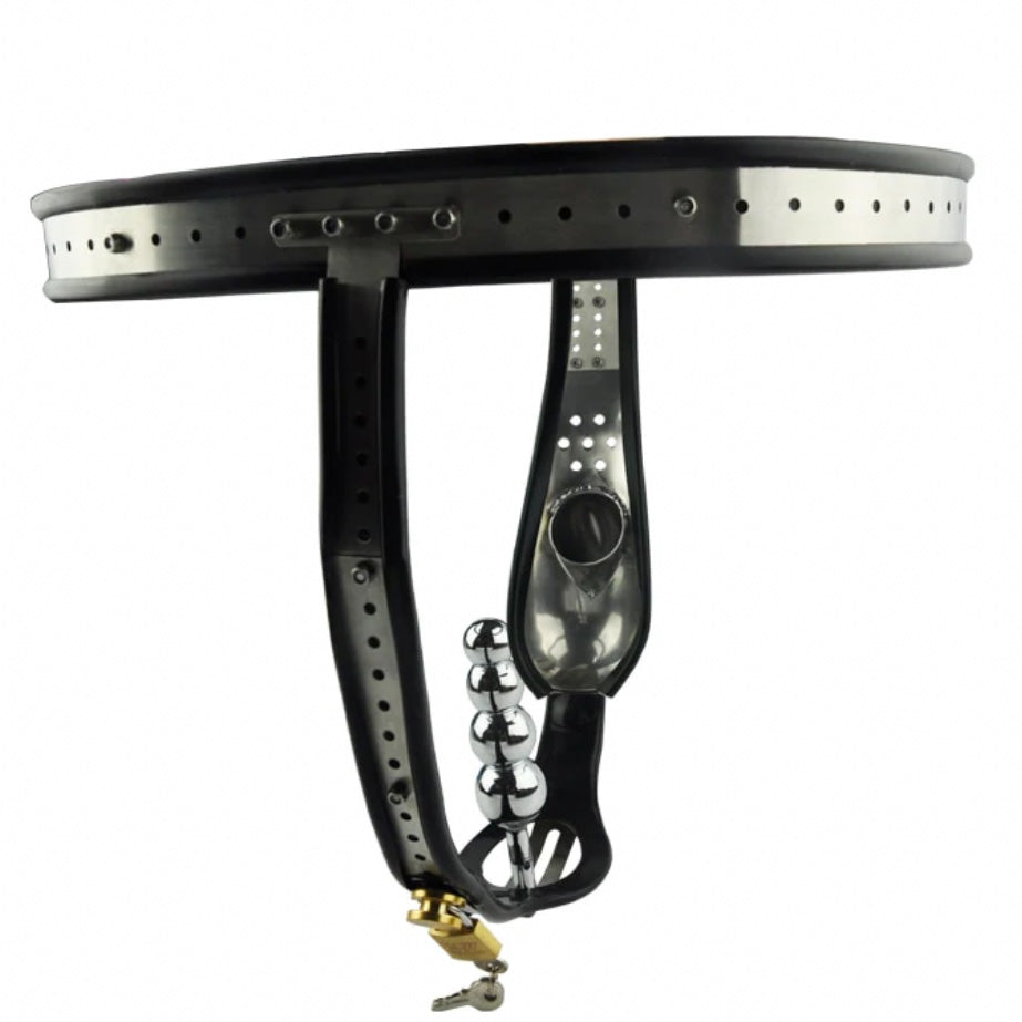 Stainless Steel Male Chastity Belt with Anal plug