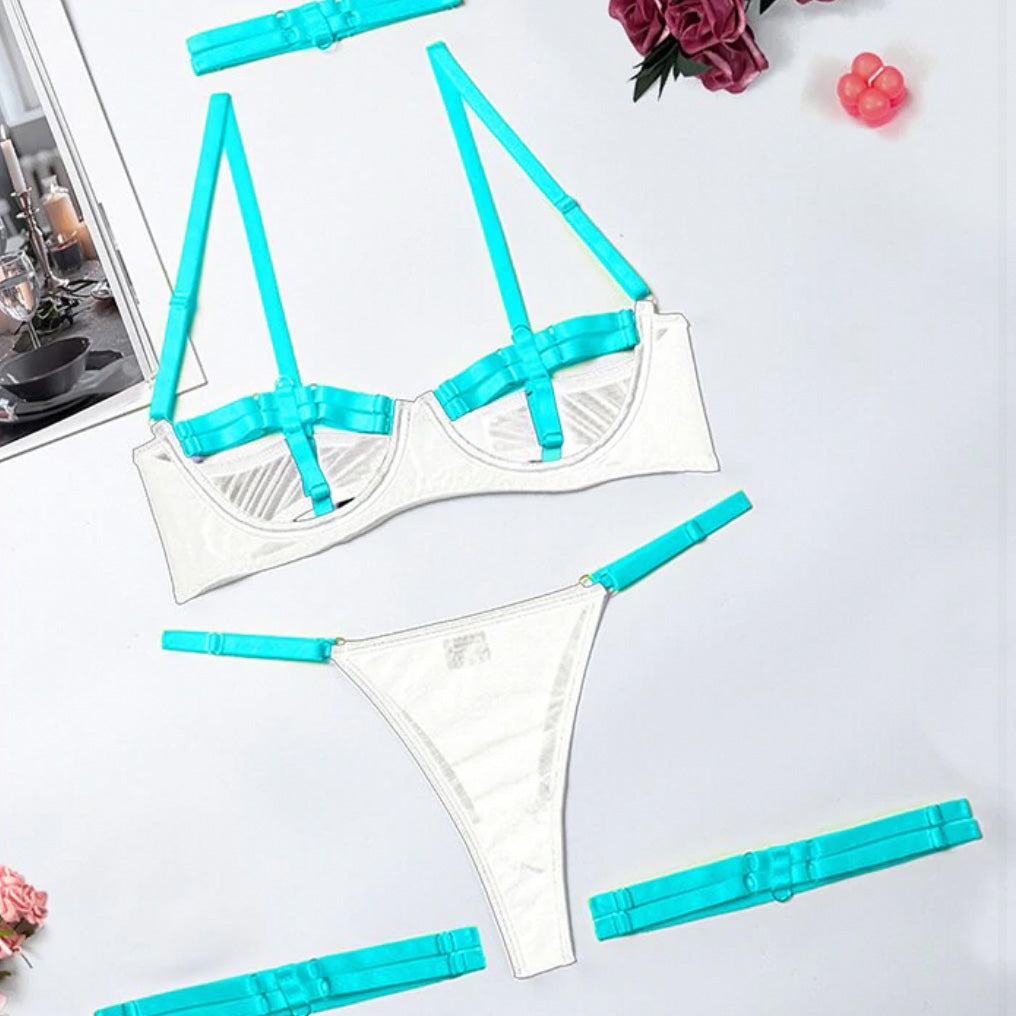 ‘Georgia’ Hollow Cut out 4-Piece lingerie set