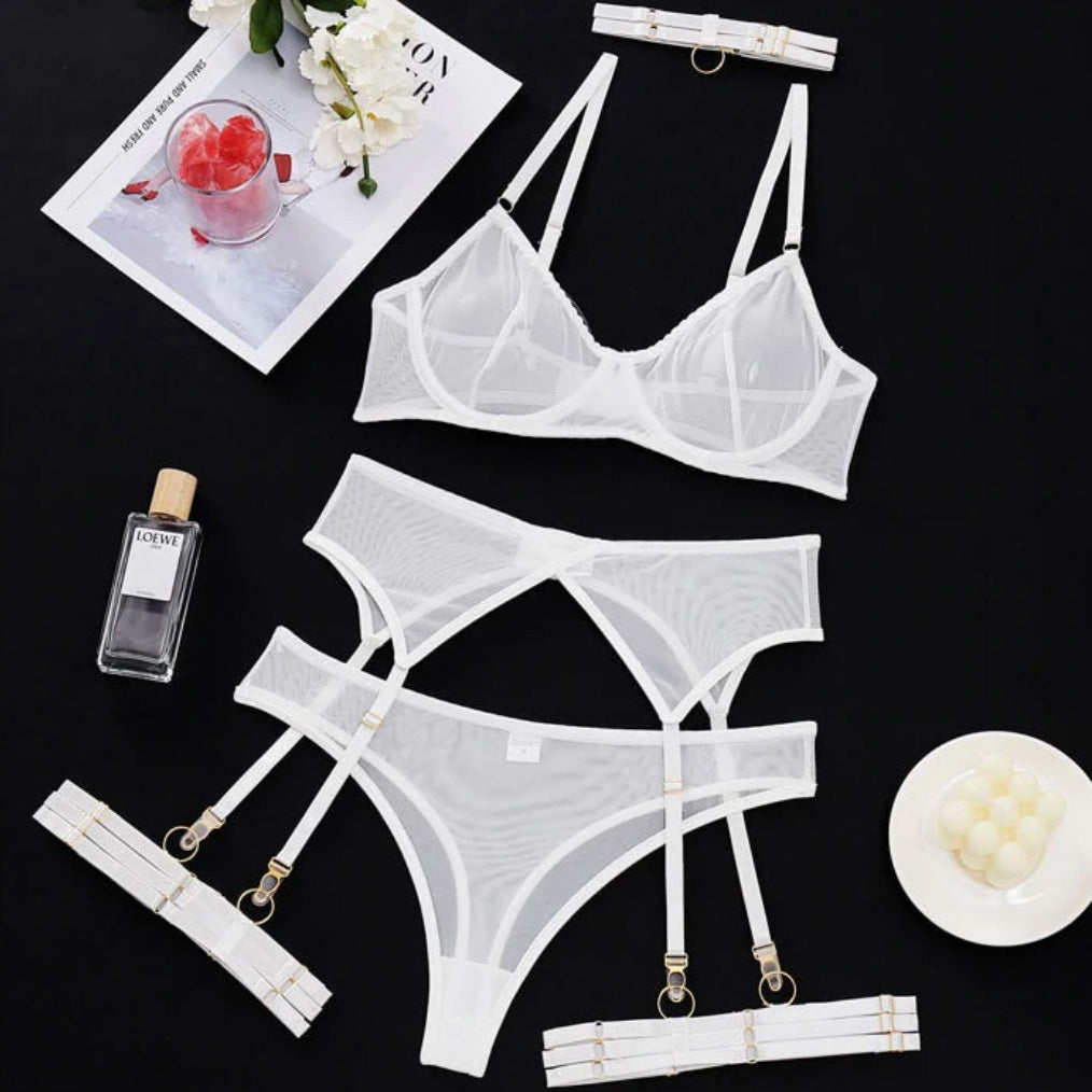 ‘Eva’ Transparent 4 piece lingerie set