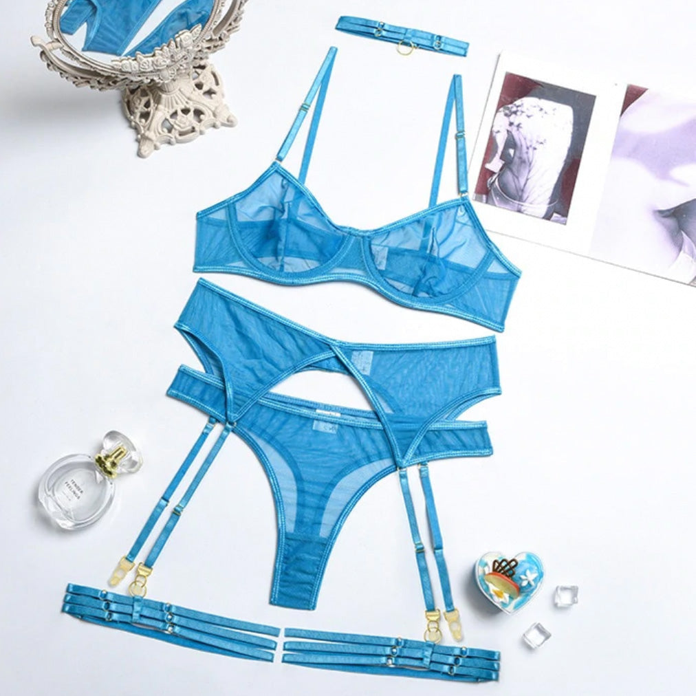 ‘Eva’ Transparent 4 piece lingerie set