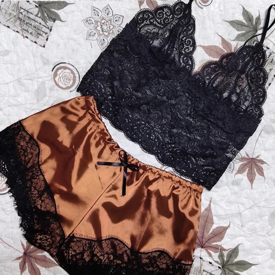 ‘Anona’ Lace and satin Sleepwear 2 piece set