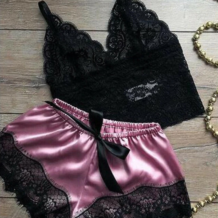 ‘Anona’ Lace and satin Sleepwear 2 piece set