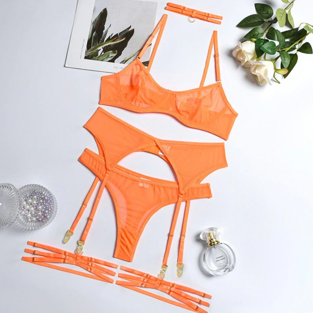 ‘Eva’ Transparent 4 piece lingerie set