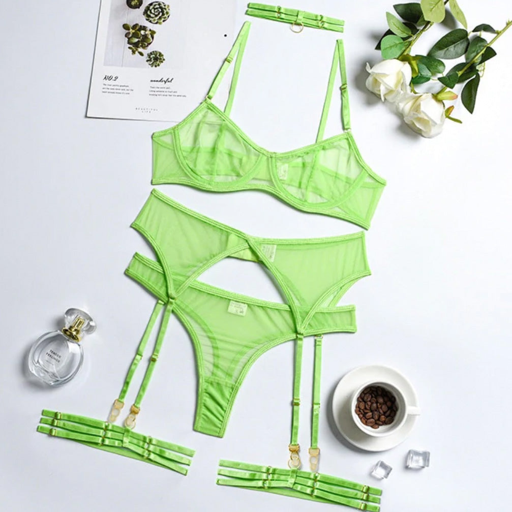 ‘Eva’ Transparent 4 piece lingerie set