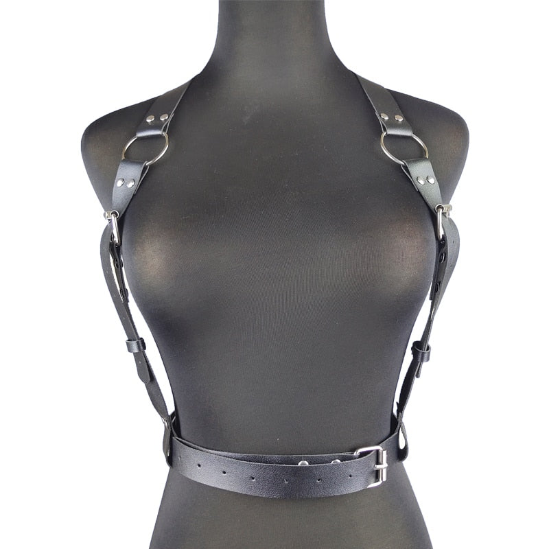 ‘Tourmaline’ faux leather bondage chest Harness