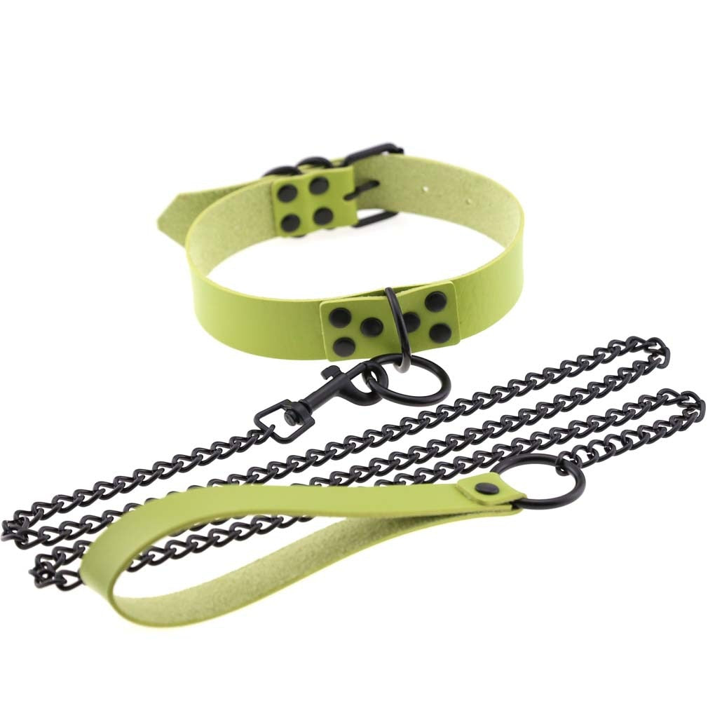 Faux leather Choker collar and leash set