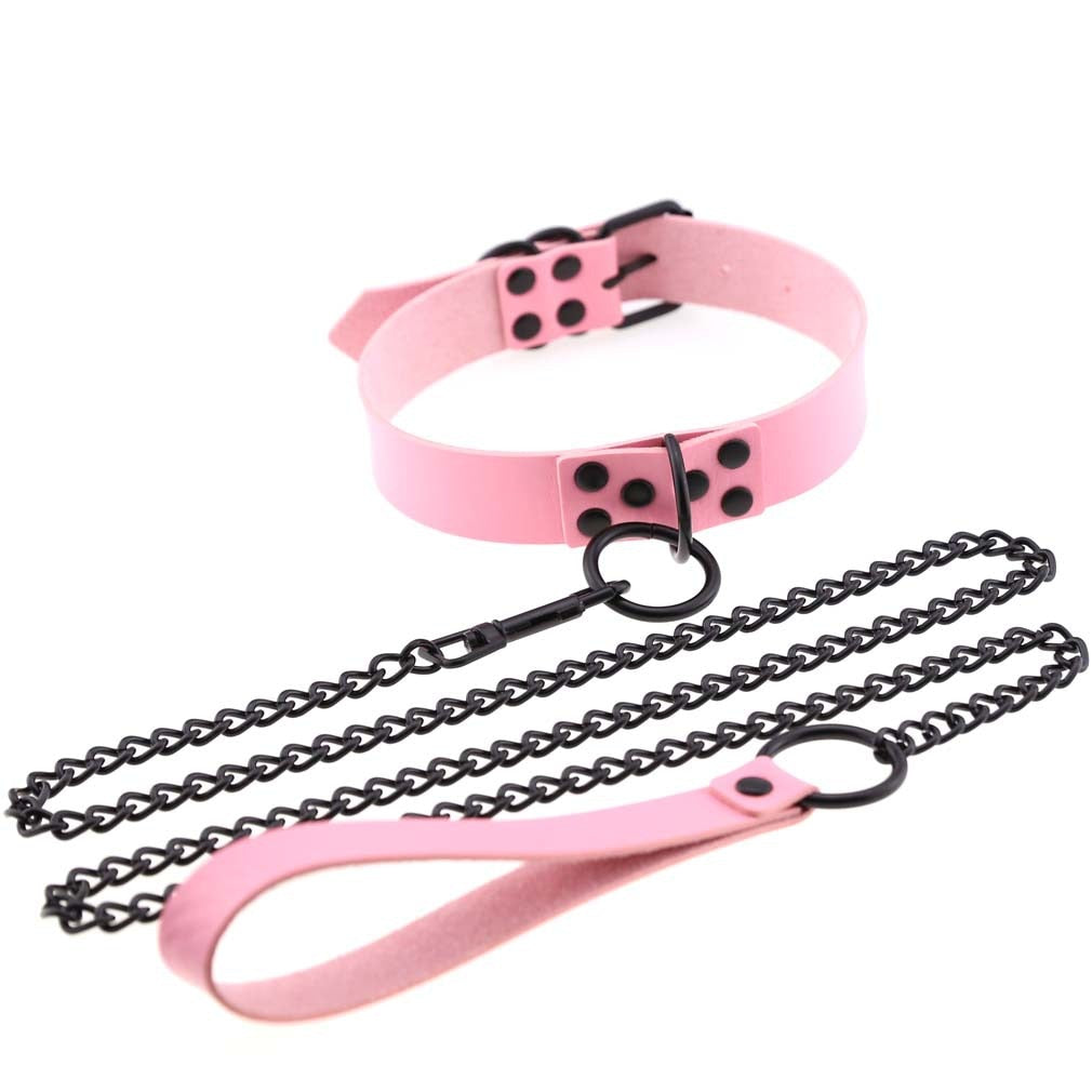 Faux leather Choker collar and leash set