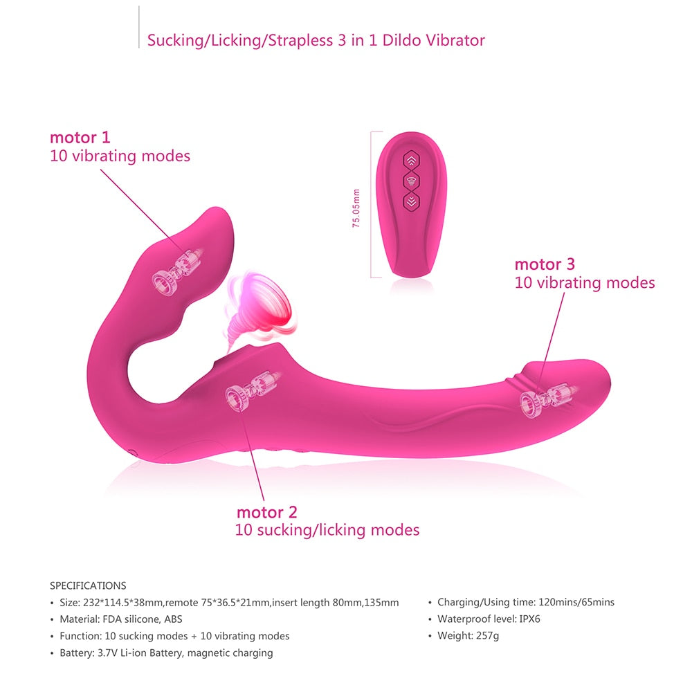 Dildo with licking and sucking vibration