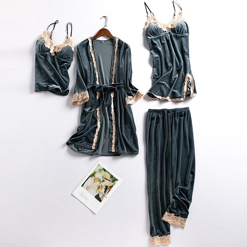 ‘Athena’ Velvet PJ Sleepwear Set including 2 piece set, teddy and robe