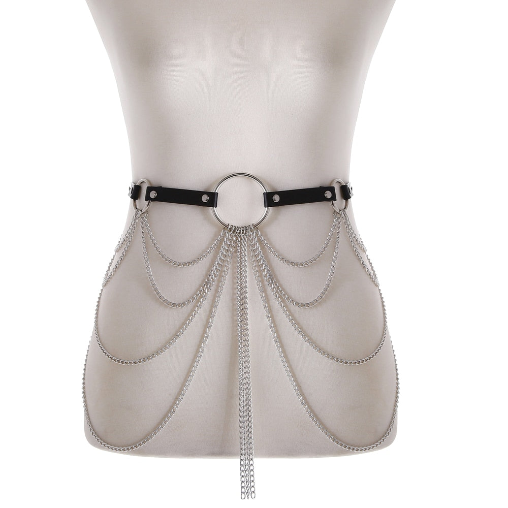 ‘Arrow’ Layered Latex and chain Body harness