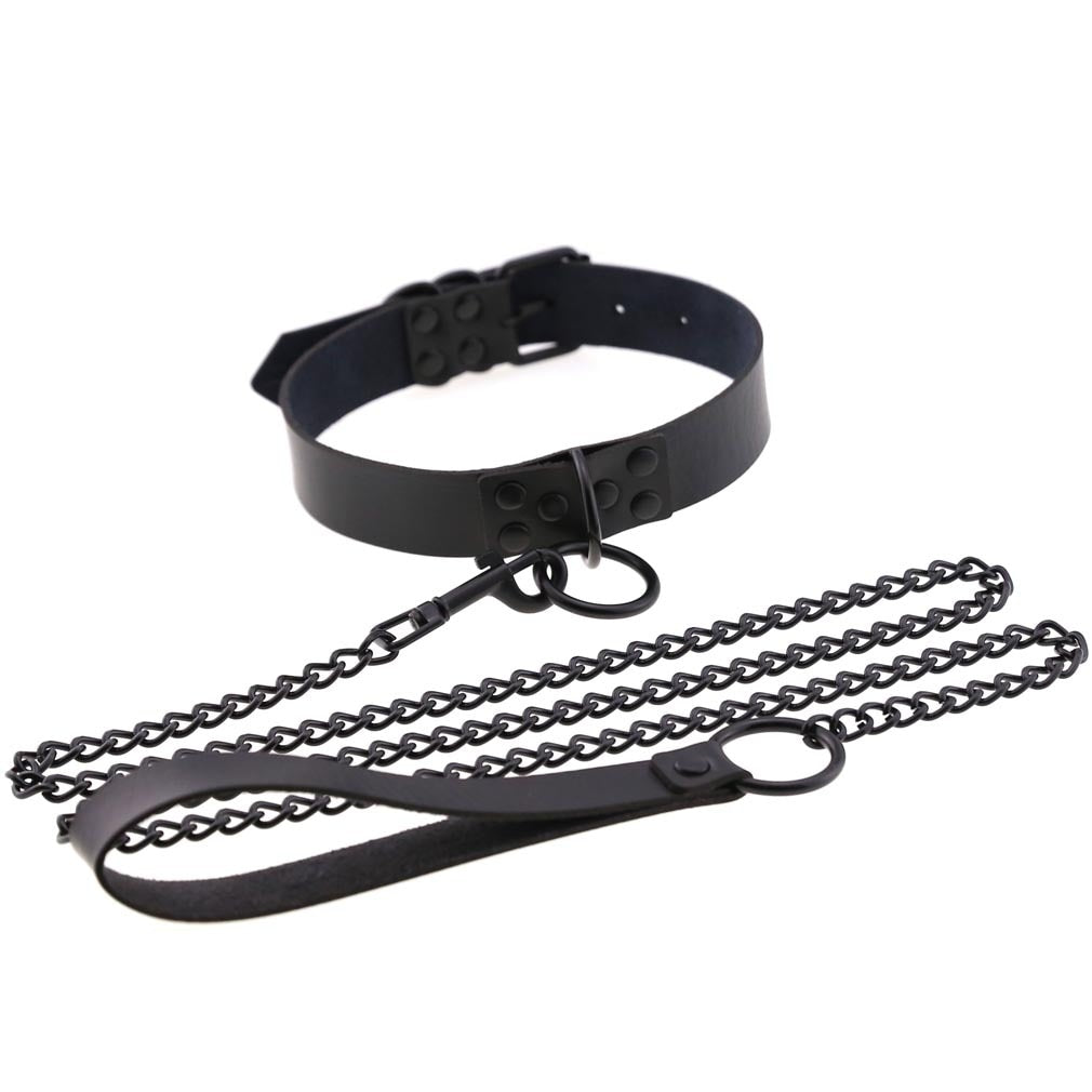 Faux leather Choker collar and leash set