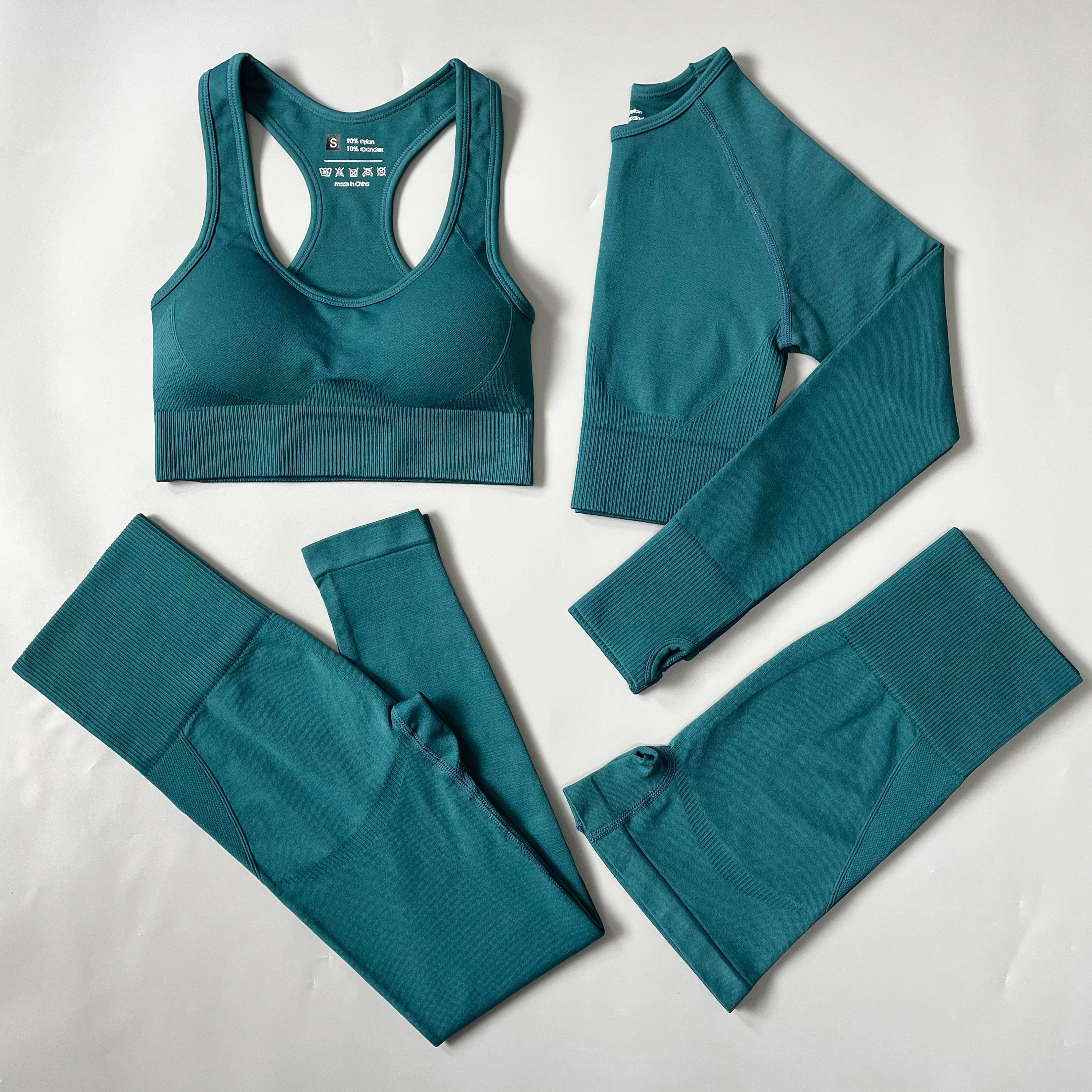 ‘Malachite’ Seamless high waisted Shorts and sports bra Yoga Set