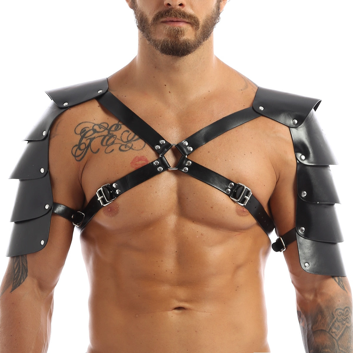 ’Blaze’ Mens Bondage Faux Leather Adjustable Body Chest Harness