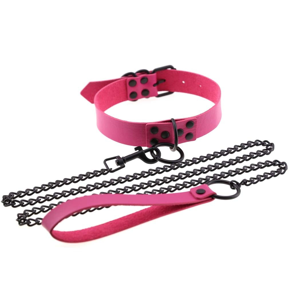 Faux leather Choker collar and leash set