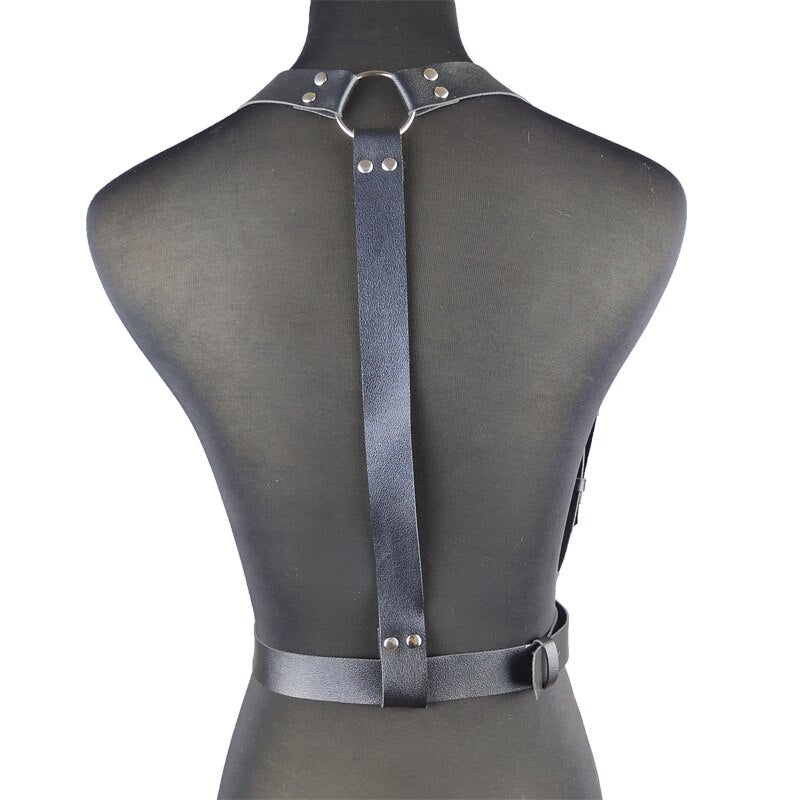 ‘Tourmaline’ faux leather bondage chest Harness