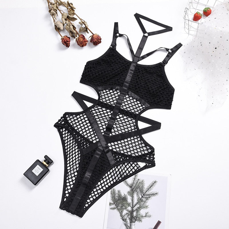 ’Amelia’ Fishnet Mesh Bodysuit