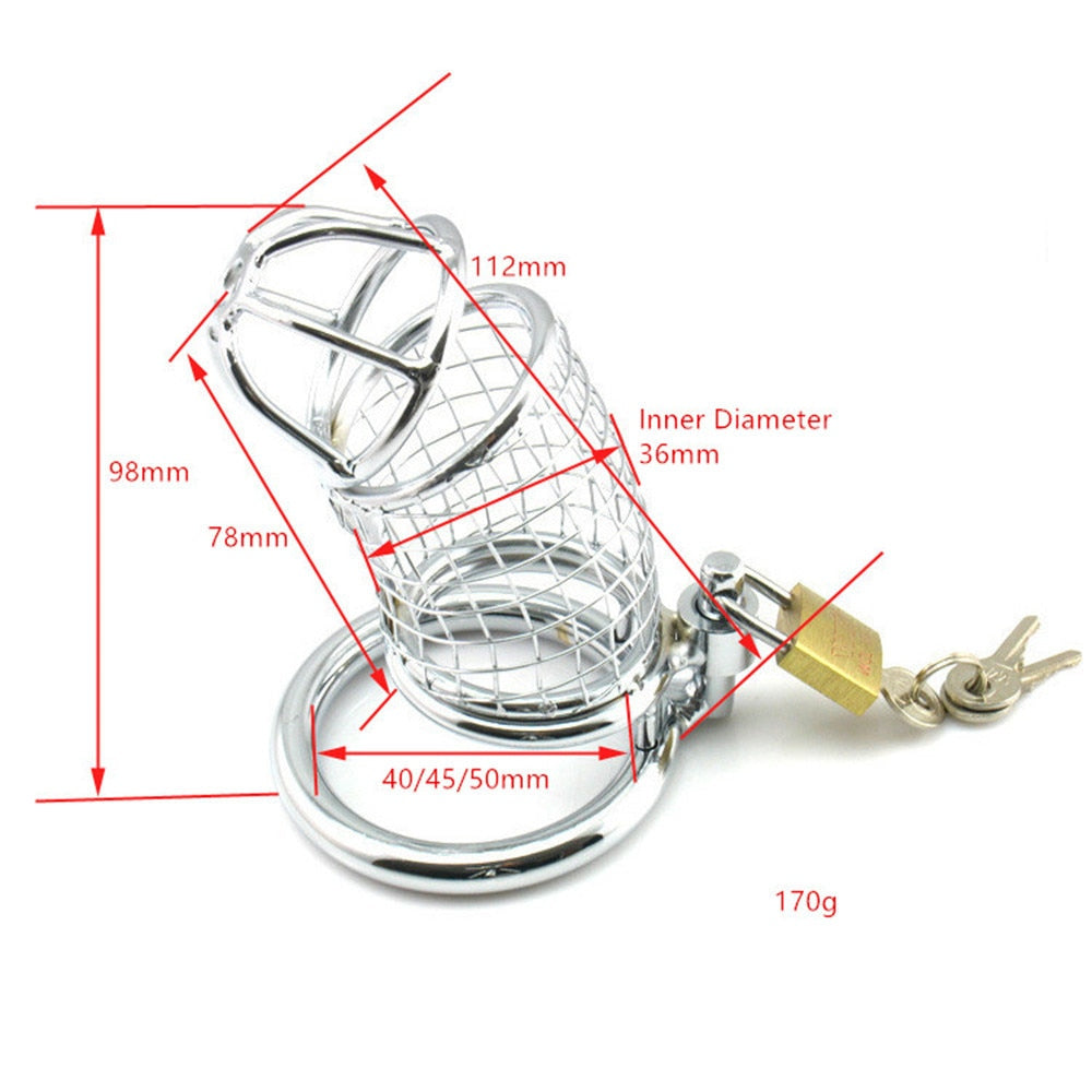 Big Metal Cock Cage Male Chastity Device BDSM