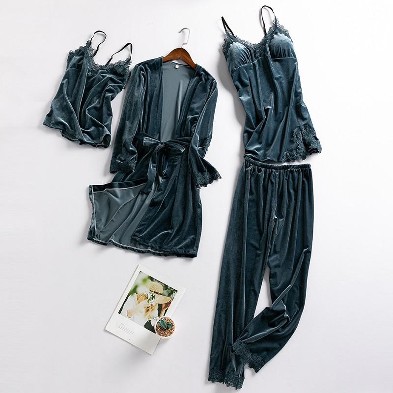 ‘Athena’ Velvet PJ Sleepwear Set including 2 piece set, teddy and robe