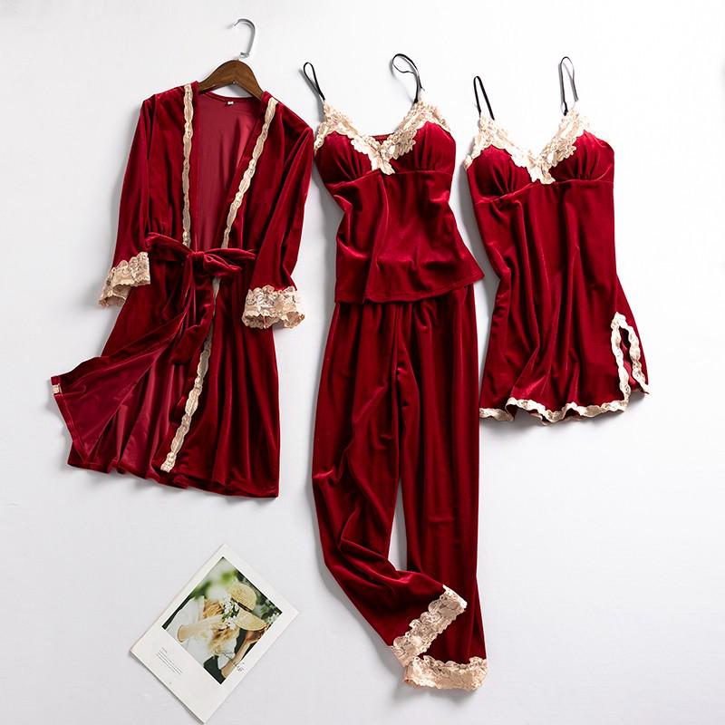 ‘Athena’ Velvet PJ Sleepwear Set including 2 piece set, teddy and robe