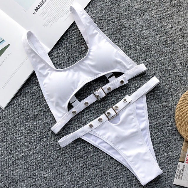 ’Rome’ High Waist Adjustable Strap, Thong 2 piece bikini set