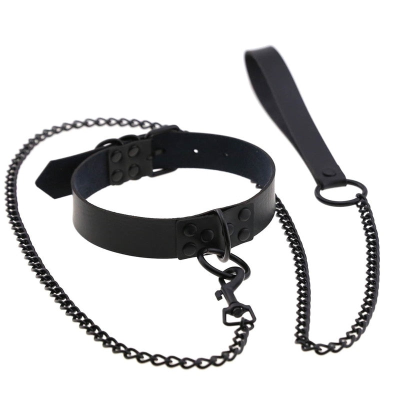 Faux leather Choker collar and leash set