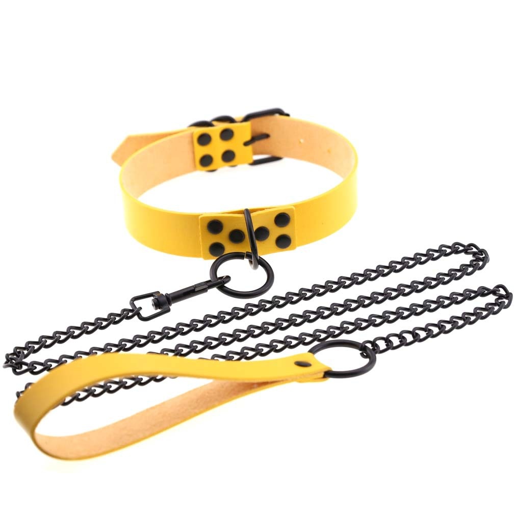 Faux leather Choker collar and leash set