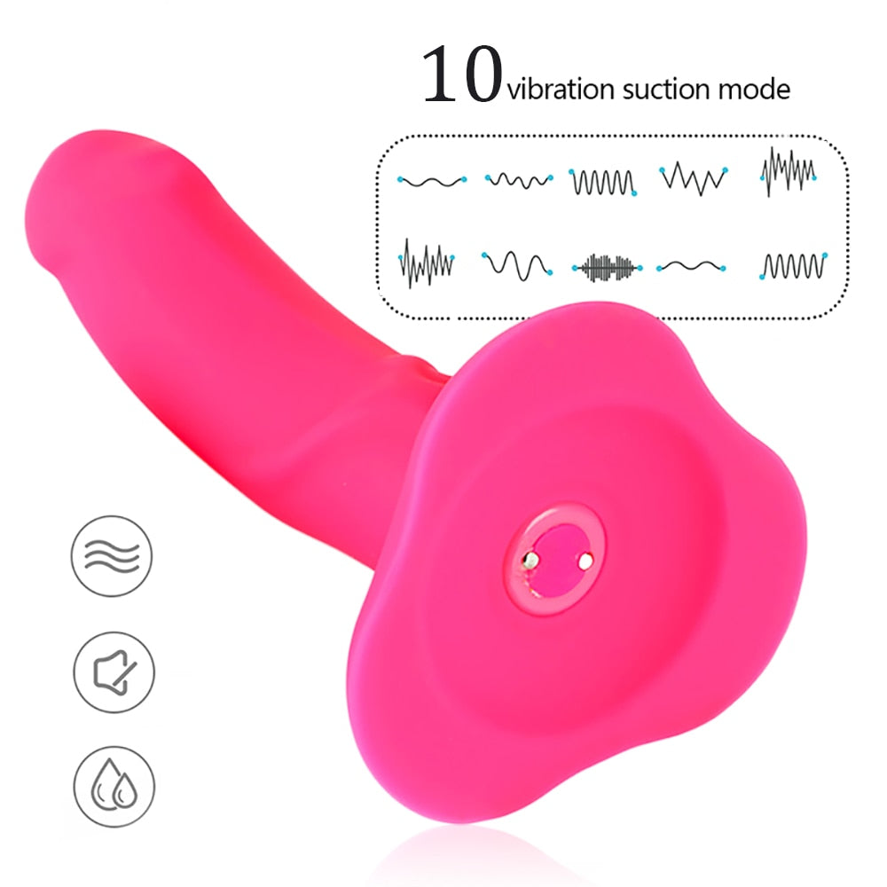 10 Speed Vibrating Strap On Dildo