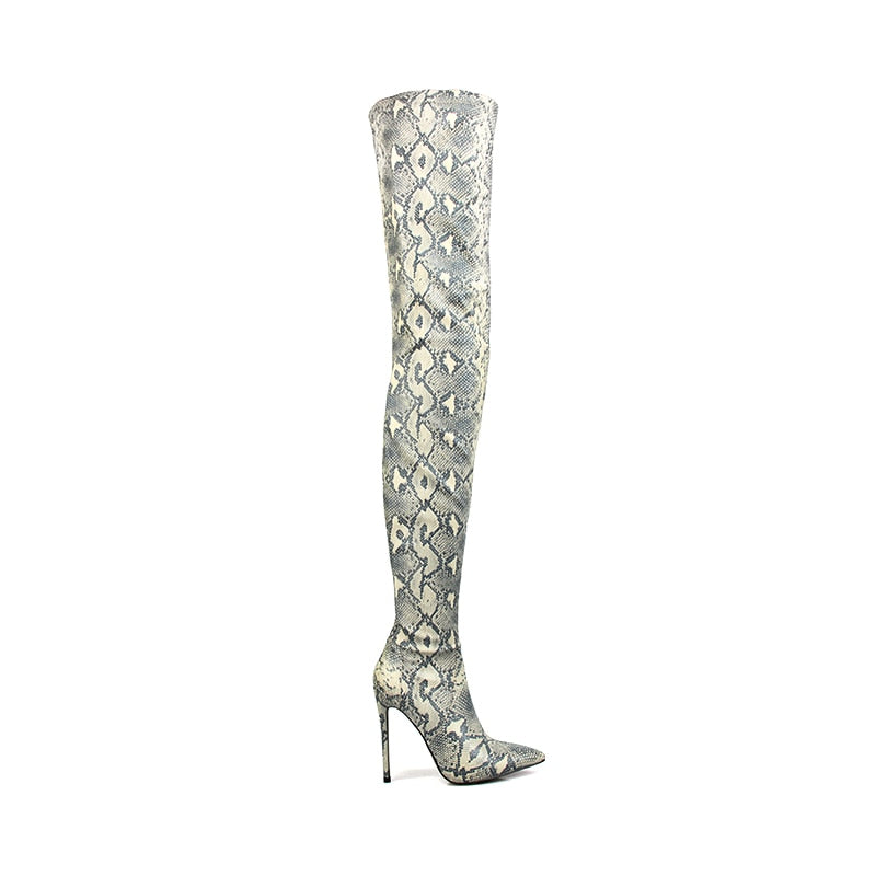 ‘Stella’ snake print Thigh High Over the Knee Boots