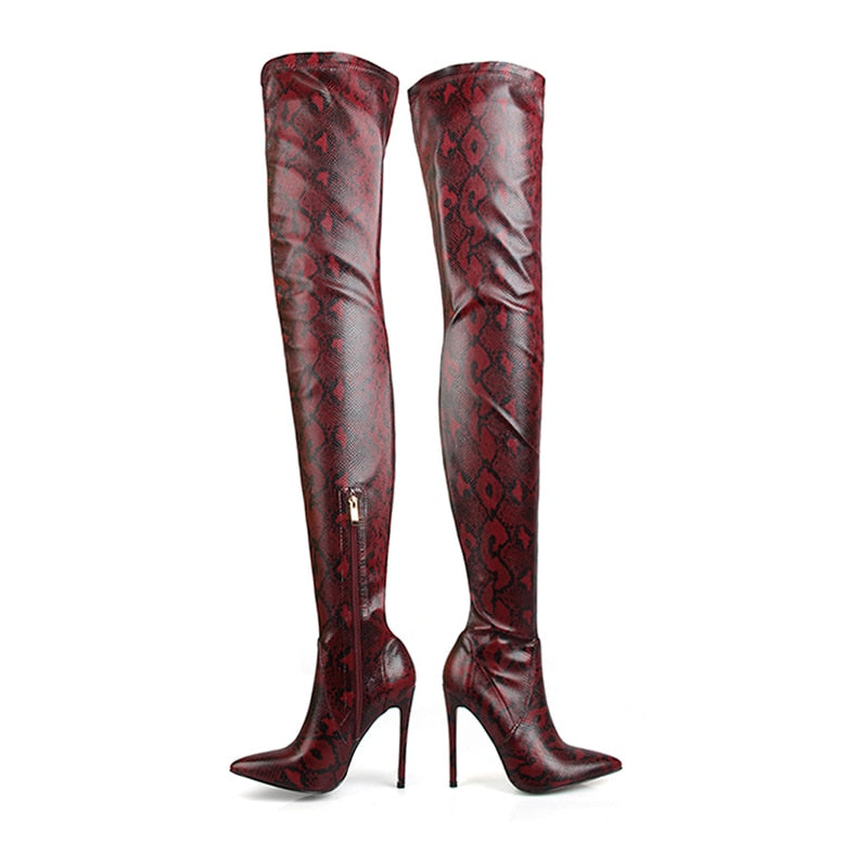 ‘Stella’ snake print Thigh High Over the Knee Boots