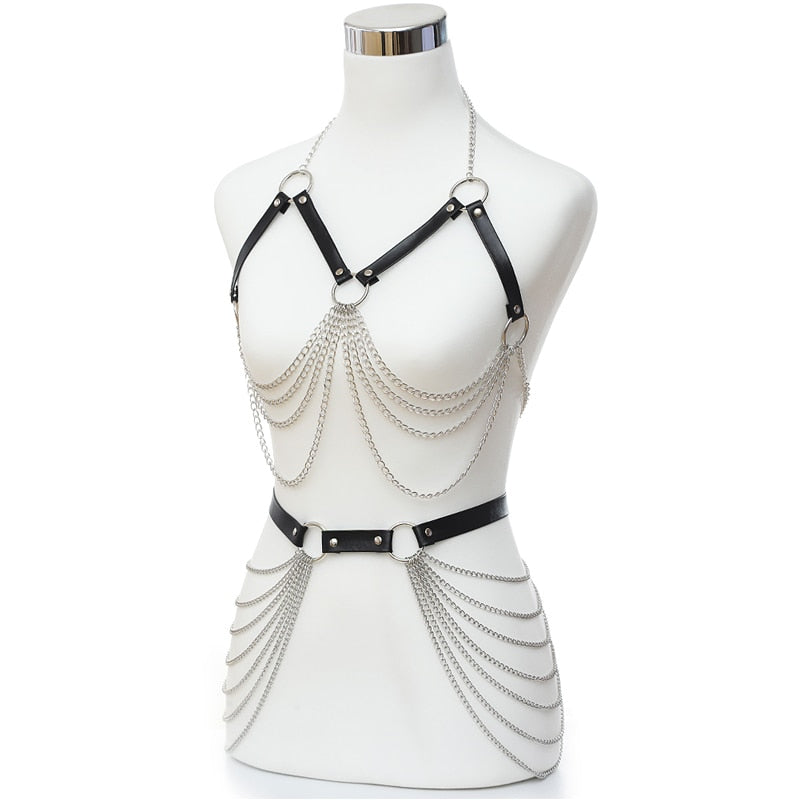 ‘Fia’ Faux Leather chain Body Harness