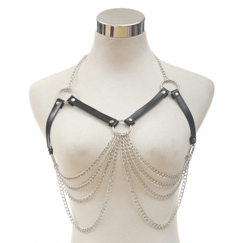 ‘Fia’ Faux Leather chain Body Harness