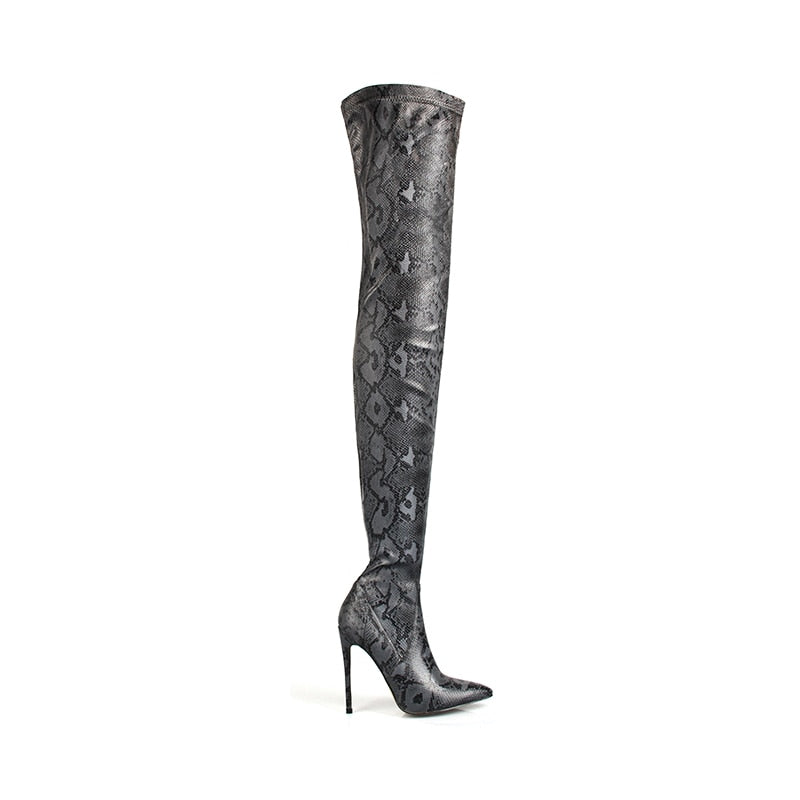 ‘Stella’ snake print Thigh High Over the Knee Boots