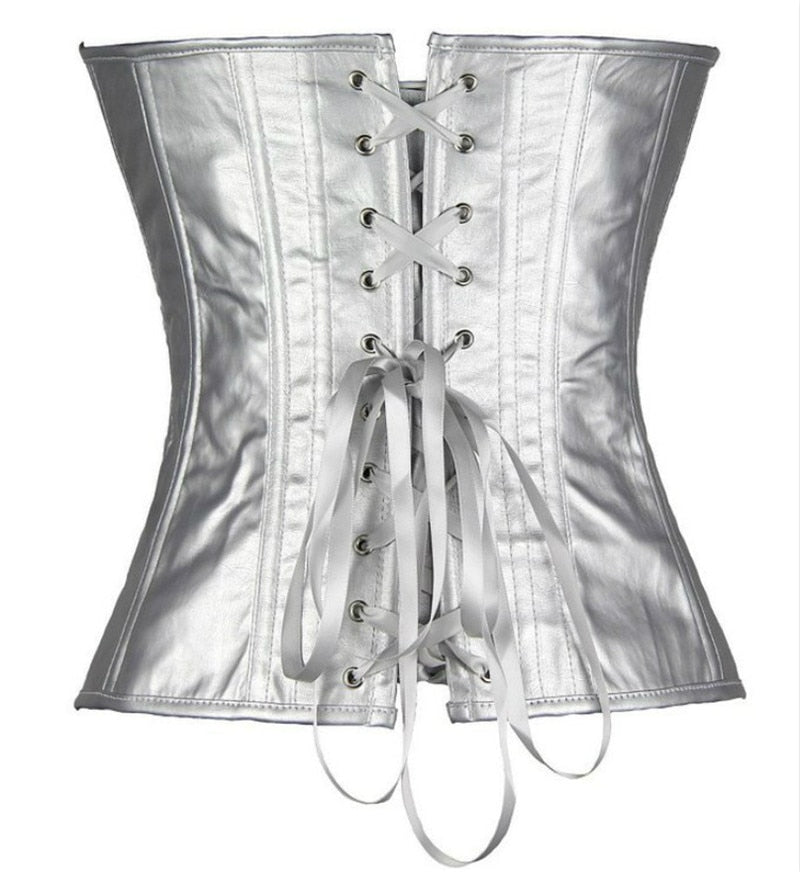 ‘Steph’ Strapless faux leather Corset bustier