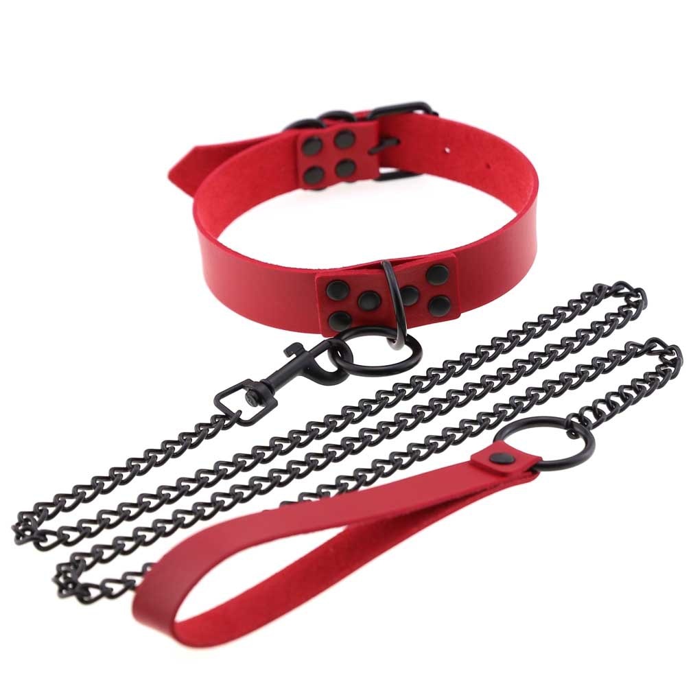 Faux leather Choker collar and leash set