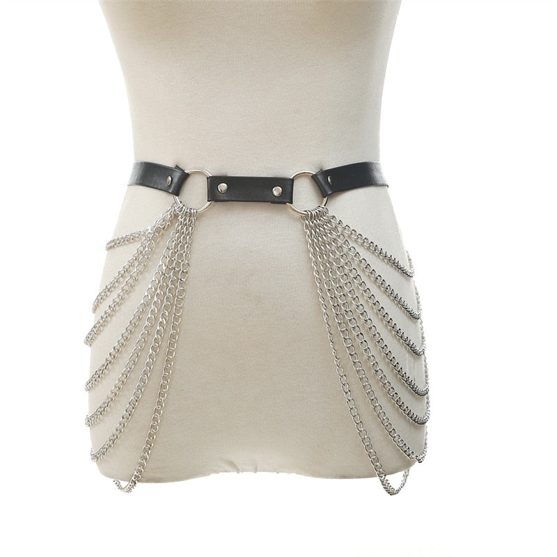 ‘Fia’ Faux Leather chain Body Harness