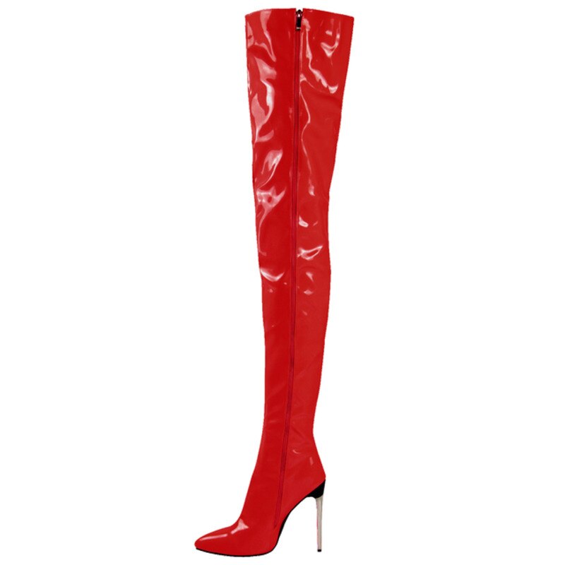 ‘Luna’ thigh high Patent pointed Boots