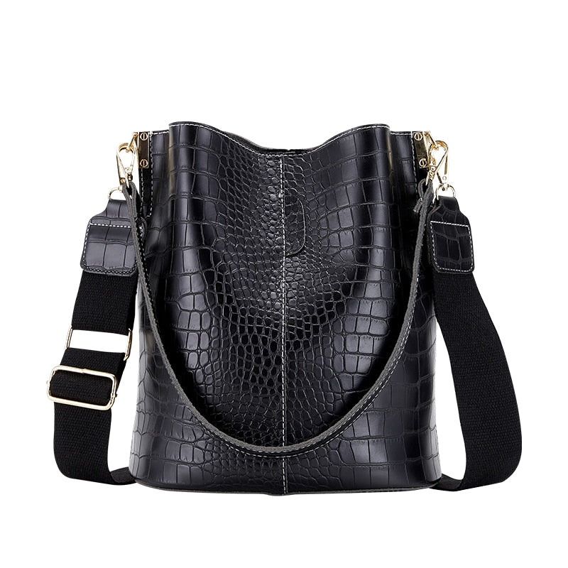 ‘Quartz’ Vintage Crocodile Crossbody bucket Bag
