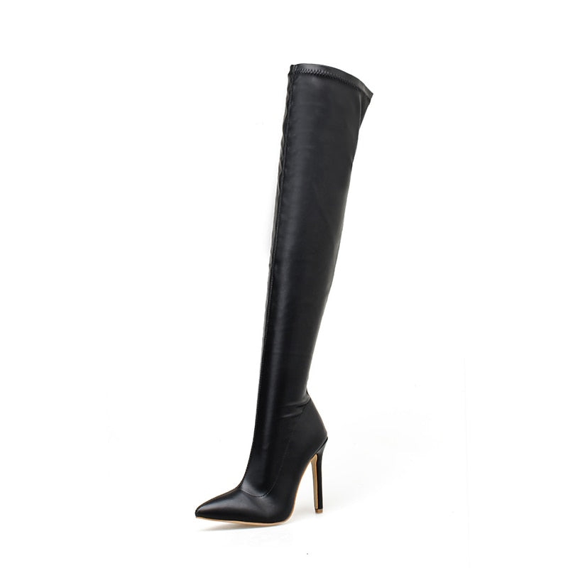 ’Carina’ thigh high Faux suede/ faux leather Super High heels