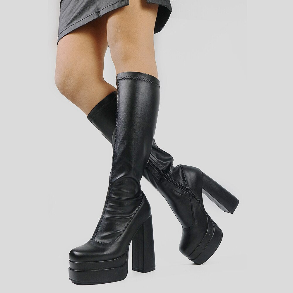 ‘Holly’ Patent/faux leather thigh high/knee high boots