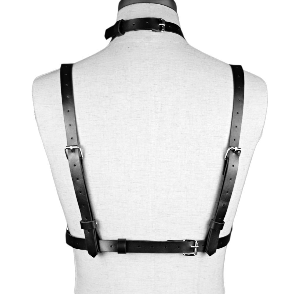 ‘Obsidian’ faux leather bondage chest Harness