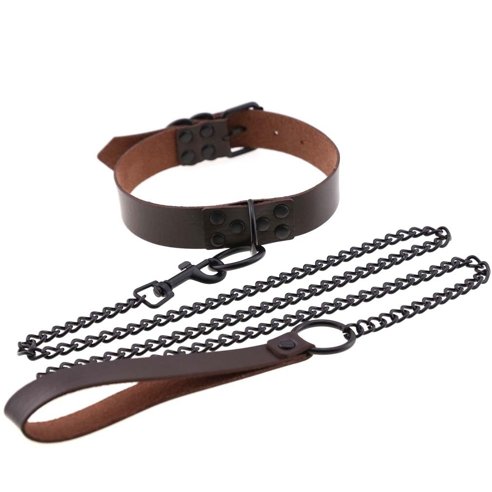 Faux leather Choker collar and leash set