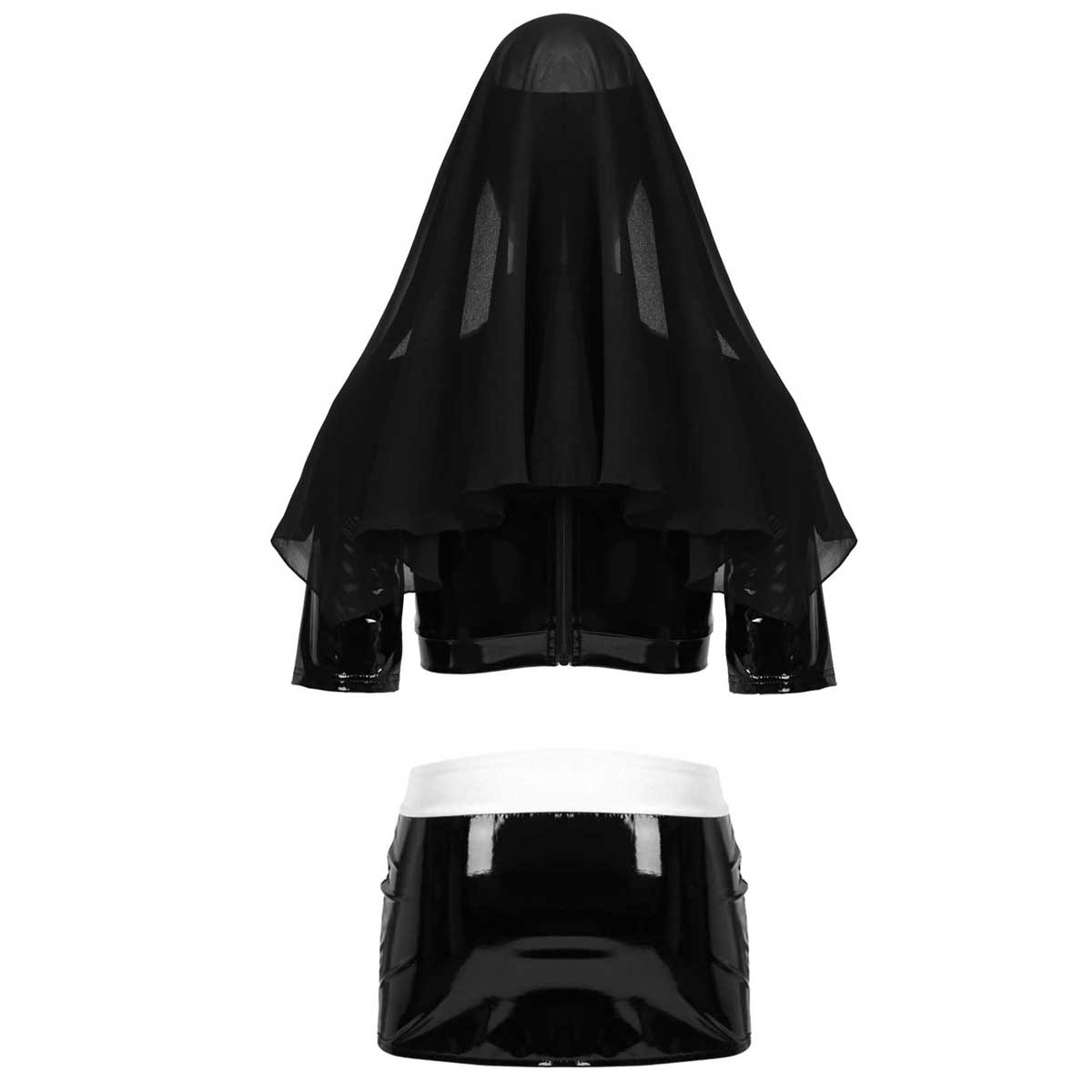 Naughty Nun Latex fancy dress Costume