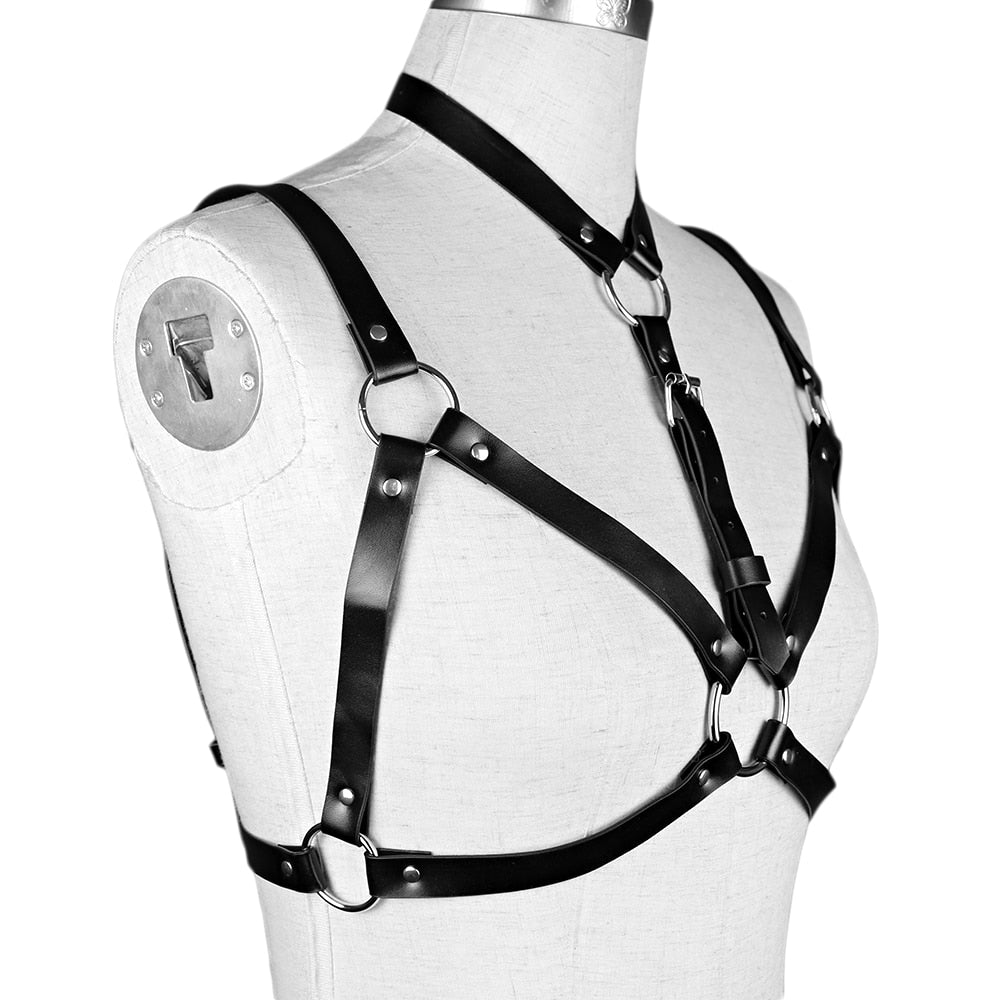 ‘Obsidian’ faux leather bondage chest Harness