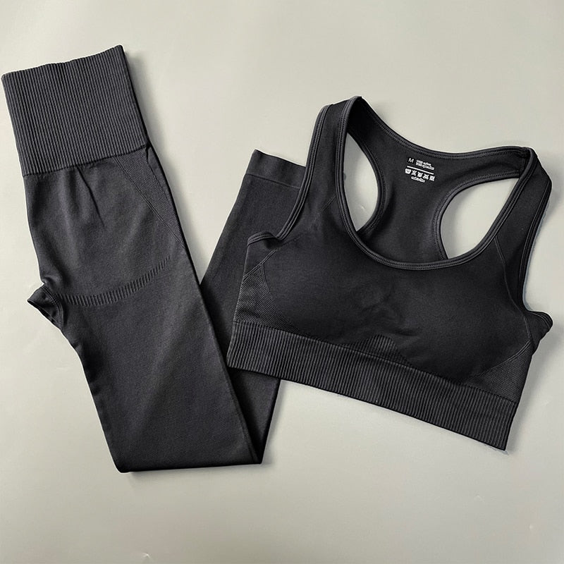 ‘Obsidian’ Seamless sports bra and leggings Yoga Set