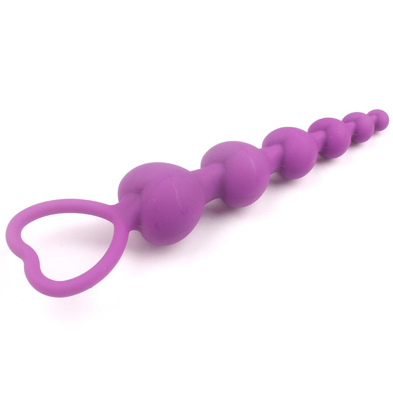 Soft silicone heart shaped anal beads