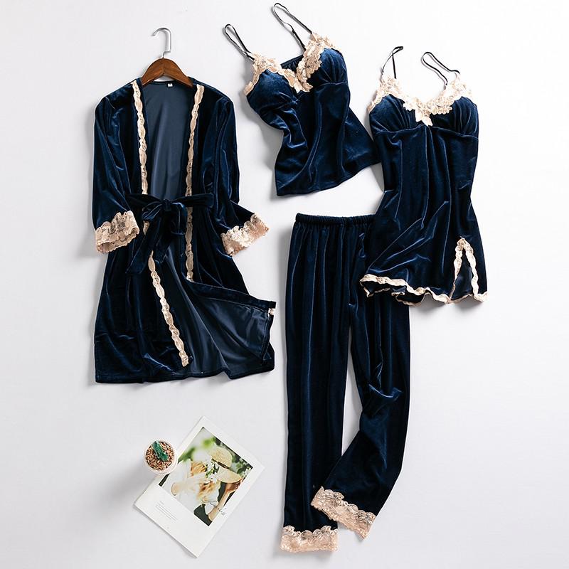 ‘Athena’ Velvet PJ Sleepwear Set including 2 piece set, teddy and robe