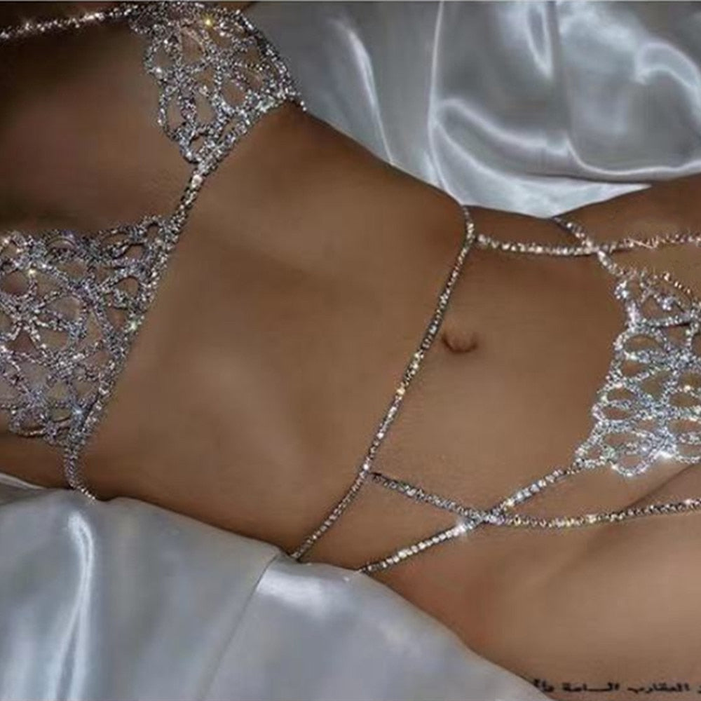 ‘Penelope’ crystal rhinestone chain lingerie