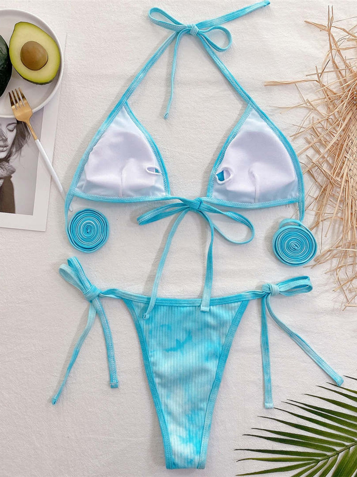 ‘Tia’ Wrap Around blue Tie Dye Bikini Set